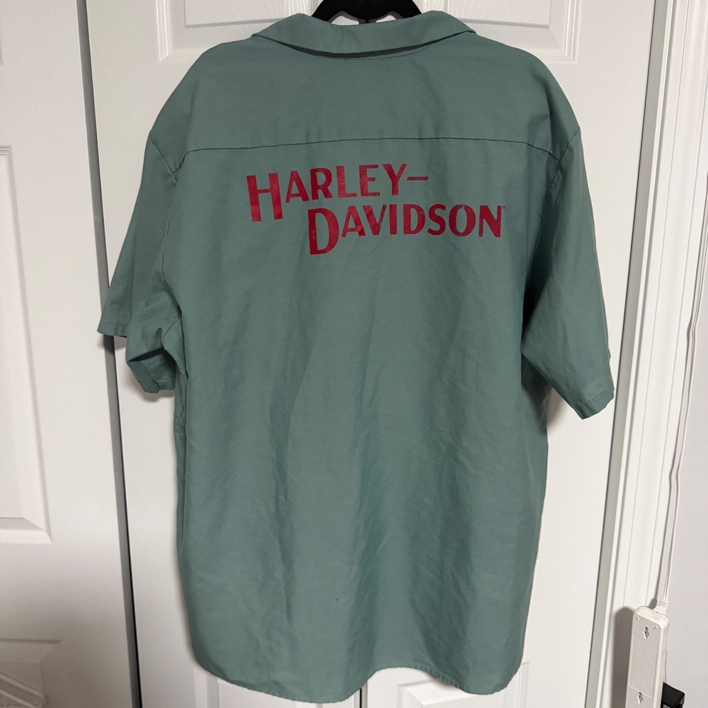 Harley-Davidson Museum Collection Mens 3X Sage Green Short Sleeve Work Shirt